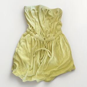 Forever 21 Terry Cloth Jumper Size M Yellow Strapless‎ Summer Beach Pool Travel